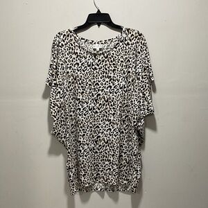 Wonderly Leopard Print Short Sleeve Top - Black and Brown